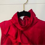 Moda International Crimson Ruffle Blouse 100% Silk Small Elegant Party Dark Pink Red Photo 3