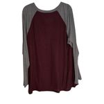 BLOOMCHIC Burgundy Gray Waffle Knit Henley Tunic Top Plus Size 22 24 Brown Photo 7