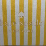 Kate Spade  Women’s Yellow White Stripe Stone Large Zip Clutch Purse NWT Photo 3