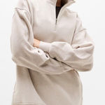 Athleta  Wildwood Heather Forever Fleece 1/4 Zip Sweatshirt Sz L Photo 0