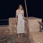 Mango Cotton Blend Knitted Dress with Lace Pattern Ecru Beige NWT Size 8/Large Photo 7