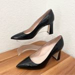 ALLY Shoes Bold Blocks Black Patent Leather Block Heel Pointy Pumps 41.5 9.5 Photo 7