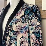 LC Lauren Conrad Black Pink and Blue Floral Open Front Tuxedo Blazer- Size 4 Photo 4
