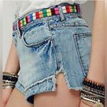 Free People  Eliot Baja Embroidered Belt Cheeky Cut-offs Denim Shorts A166 Photo 3