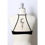 The House Of Gentry womens M/L Black bralette embroidered crescent moon mesh Size M Photo 3