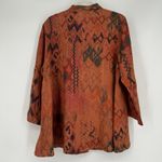 Vintage CMC Boho Western Linen Button Up Shirt Orange Southwestern Art Sz S Photo 4