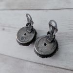 Vintage Clip On Earrings Very Unusual Dark Gray Domed & Bumpy Photo 6
