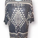 Charming Charlie Navy Blue Beige Dolman Sweater Knit Tunic Top Southwestern S Photo 0