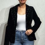 Mark Alan Black Suede Leather Rhinestone Studded Blazer Sz M Size M Photo 0