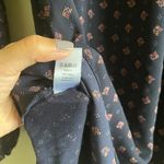 Loft  ANN TAYLOR NAVY MOSIC PRINT‎ PLEATED LONG SLEEVE BLOUSE SEMI SHEER SIZE S Photo 4