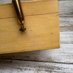 VTG Enid Collins of Texas Wooden Box Purse Bejeweled Flower Power Orange Artsy Brown Photo 14