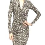 Norma Kamali  | Grey & Black Leopard Print Long Sleeve Fitted Sheath Dress Size M Photo 1