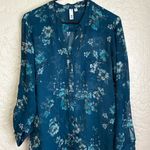 Kut From The Kloth Kut from the‎ Kloth Blue Sheer Mandarin Collar Blouse size Large Photo 0