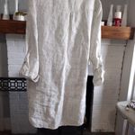Tahari  Black And White Pinstripe Linen Tunic Dress Photo 2