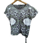 prAna ‎ Lightweight side tie cotton top Size Medium Black white print​ Photo 3