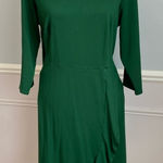 J.Jill Ponte Green Ruffle Hem Stretch Long Sleeve A-Line Midi Dress Size 1X Photo 0