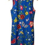 J. McLaughlin Belinda Greenhouse Floral Butterfly Print Dress Blue Fitted Size 6 Photo 2