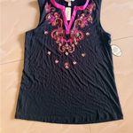 Soma Womens Tunic Top Black Sleeveless Notch Neck Stretch Crochet Blouse M Size M Photo 8