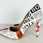 Steve Madden  Vala Newspaper Print Pump Heels Size 9 Point Toe Photo 0