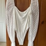 white bodysuit with mesh polkadots sleeves Size XL Photo 0