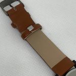 Women quartz watch black tone case 35mm brown dial leather band running Photo 6