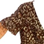 AQUA  Metallic Babydoll Party Dress Size S‎ Burgundy Leopard Print Photo 3