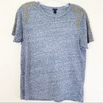 J.Crew Gray Heathered Gold Studded Shoulders Tee Photo 0