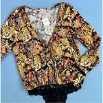 Free People NWT Heat Wave Midnight Combo Floral Black Long Sleeve Bodysuit Photo 7