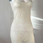 easel  Anthropologie ivory ribbed knit crochet floral lace slip mini dress small Photo 0