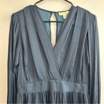 NWT See You Soon Dusty Blue Satin Long Sleeve Mini Dress Size Medium Photo 8