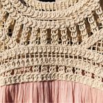 Chelsea and Violet  Dress Womens Medium Pink Maxi Gauzy Crinkle Crochet Neckline Photo 2