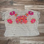 Free People  Catalunya Striped Embroidered T-Shirt - Mushroom Photo 1