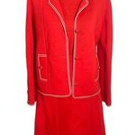 Vintage Penney’s International tipped coral 100% wool three piece skirt suit 12 Red Size 6 Photo 0
