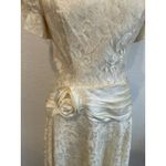 Made In USA Ivory Satin White Lace Dress Size 8 Vintage 1980s Photo 2
