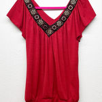 Wrapper  Y2K Red Top Womens Large Banded Bottom Boho Retro Chic Christmas Holiday Photo 0