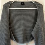 Echo Gray Chunky Knit Open Front Bolero Shrug with Long Sleeves Photo 2