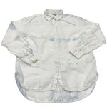Athleta Shirt Womens Medium White Blue Tie Dye Playa Linen Button Down Top Photo 0