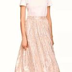 Kate Spade Silk Metallic A-Line Midi Skirt Soft Pink Chiffon Silver Metallic Photo 0