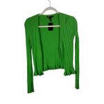 Maje  Maestro Ribbed Ruffled Knit Cardigan Sweater Green NEW Womens 1 US Small Photo 1