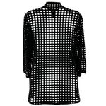 Clara Sun Wool Black Eyelet Jersey Draped Waterfall Front Cardigan Size Large Photo 2