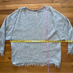 Free People  Wool Linen Oversized Pullover Sweater Fringe Grey XS Photo 3