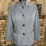 blazer blue geometric double knit polyester blue Size L Photo 0