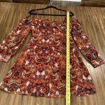 Lumiere Cold Shoulder Long Sleeve Floral paisley Orange Mini Dress Small NWT Photo 5