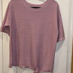 TU WOMAN PINK WITH SILVER METALLIC THREADING SHORT SLEEVE TIE IN CENTER HEM Size M Photo 4