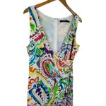 Lauren Ralph Lauren Purple Multi Paisley Faux Wrap Midi Crepe Dress Size 6 Job Photo 1