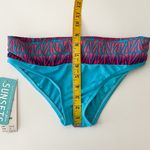 Sunsets Daybreak Turquoise Blue Fading Coral Ruching Bikini Bottoms NWT Small Photo 7