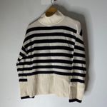 Joie  White Navy Stripe Mock Neck Cashmere Sweater Small Photo 0