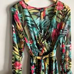 Y2K Spy Zone Exchange Tropical Floral Maxi Dress Belted Sheer Long Sleeve M Black Size M Photo 2
