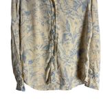 Equipment Femme Cream Blue Silk Floral Print Long Sleeve Button Up Blouse Large Photo 2