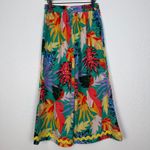 Umgee  Tropical Leaf Print Cropped Wide Leg Culotte Pants Size Medium Photo 1